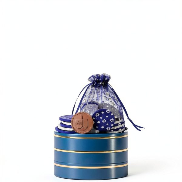 Blue Silver Hanukkah Mesh Bags Gelt Coin Chocolates Dreidel-7