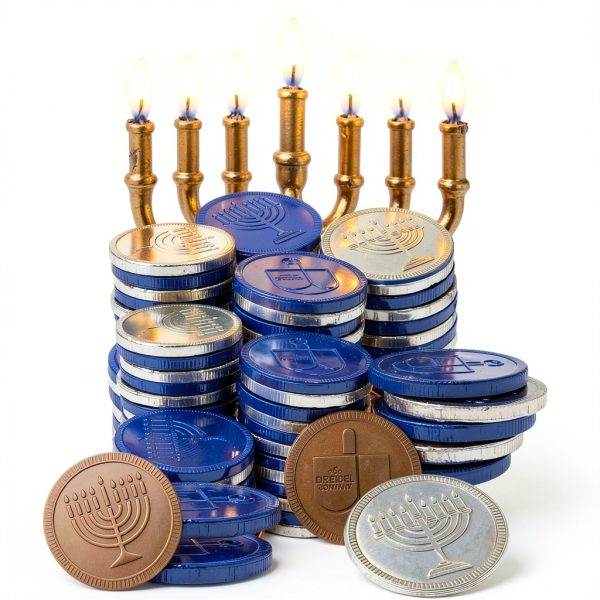 Blue Silver Hanukkah Mesh Bags Gelt Coin Chocolates Dreidel-6