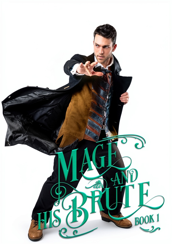 Installing Mage and His Brute Kindle ebook on a wooden desk, showing the cover and download progress bar