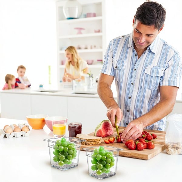 12 PCS Plastic Drain Shelf for 1/6 Size Food Pan, Clear Plastic Food Drain Trays, Acrylic Grates with Raised Feet for Food, Fruits, Vegetables, Sinks-4