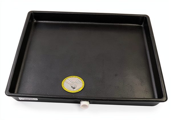 DiversiTech (6-2424L) A/C Secondary Condensate Drain Pan, Air Conditioner Drip Pan with Rolled Edges, 24 x 24 Plastic Tray, Black-0
