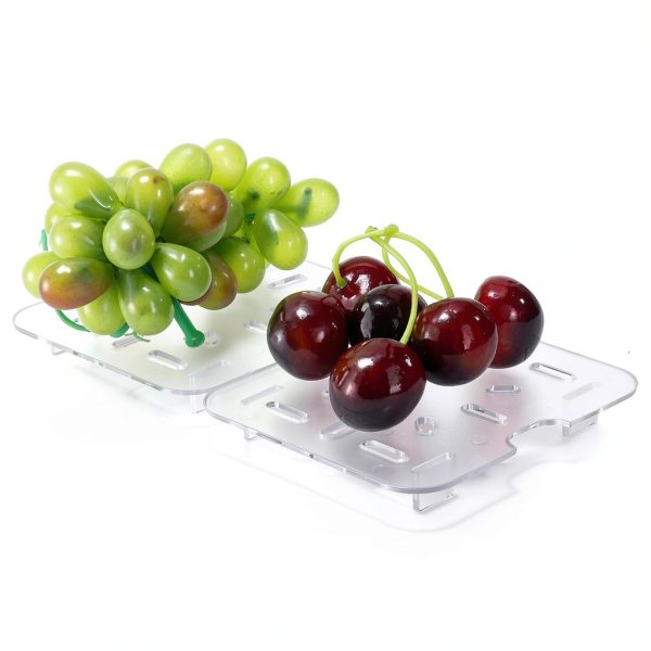 TOPZEA 24 Pack Plastic Drain Shelf for 1/6 Size Food Pan, Clear Plastic Food Grate, Drain Grid Trays Draining Rack with Feet for Food, Fruit, Vegetable Drainage, Salad Prep Station, Kitchen-3