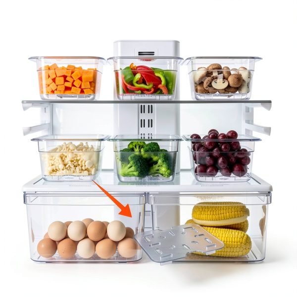 TOPZEA 24 Pack Plastic Drain Shelf for 1/6 Size Food Pan, Clear Plastic Food Grate, Drain Grid Trays Draining Rack with Feet for Food, Fruit, Vegetable Drainage, Salad Prep Station, Kitchen-5