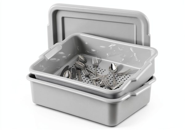 Vollrath Silverware Soak System Gray Drain Tray with Cover-0
