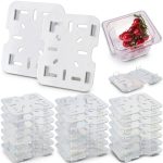 TOPZEA 24 Pack Plastic Drain Shelf for 1/6 Size Food Pan, Clear Plastic Food Grate, Drain Grid Trays Draining Rack with Feet for Food, Fruit, Vegetable Drainage, Salad Prep Station, Kitchen-0