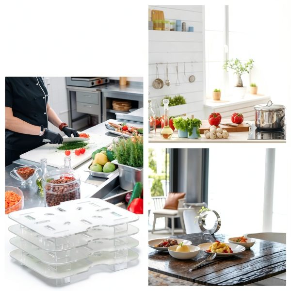 12 PCS Plastic Drain Shelf for 1/6 Size Food Pan, Clear Plastic Food Drain Trays, Acrylic Grates with Raised Feet for Food, Fruits, Vegetables, Sinks-5